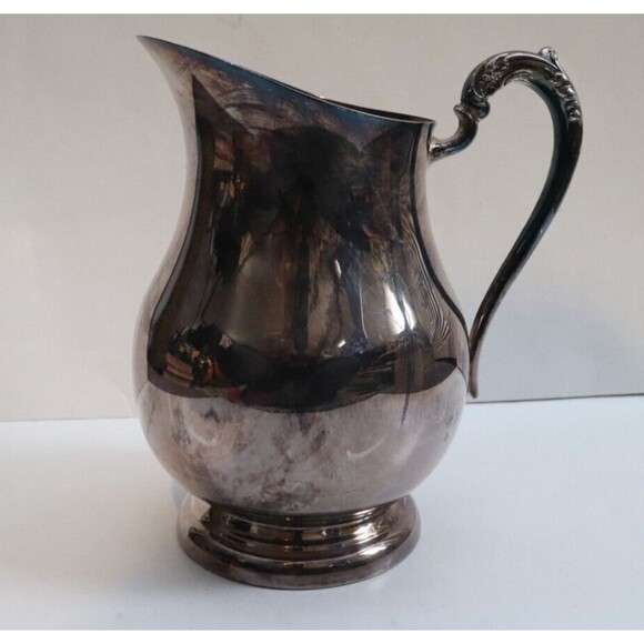 Vintage FB Rogers Acanthus Silver Plate Water Pitcher w/ Ice Guard Pedestal Base - Picture 1 of 6